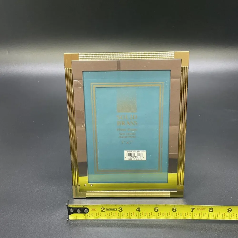 New Vtg Bowon Solid Brass Picture Frame For 5